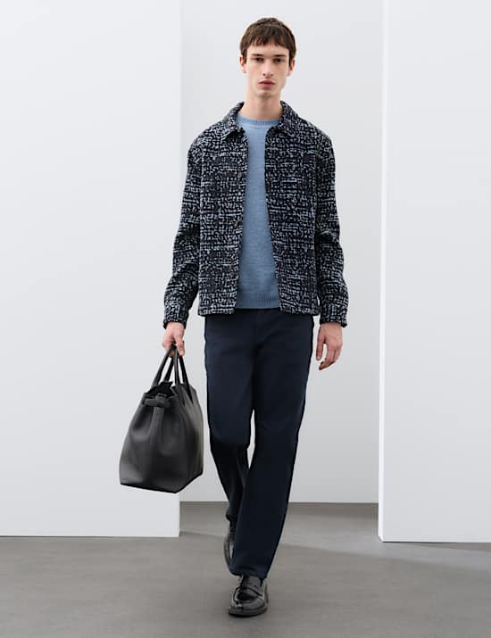 Regular Fit Wool Blend Textured Overshirt