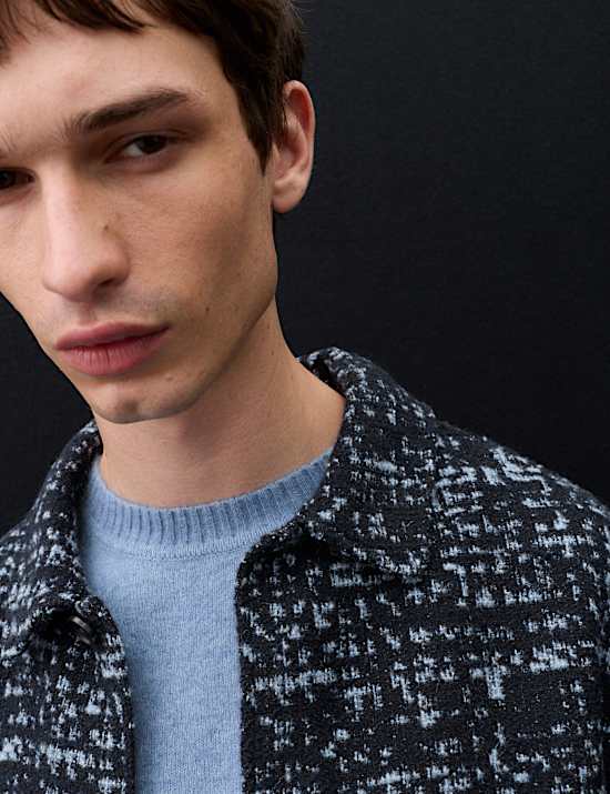 Regular Fit Wool Blend Textured Overshirt