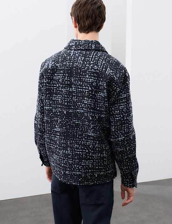 Regular Fit Wool Blend Textured Overshirt