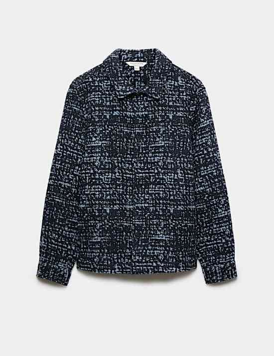 Regular Fit Wool Blend Textured Overshirt