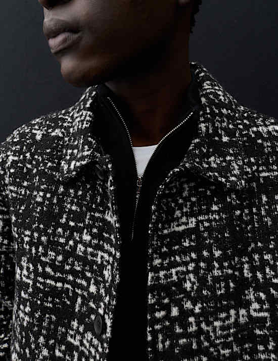 Regular Fit Wool Blend Textured Overshirt