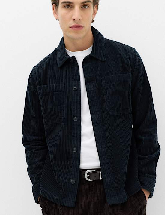 Pure Cotton Variegated Cord Overshirt