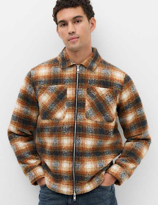 Brushed Checked Zip Overshirt