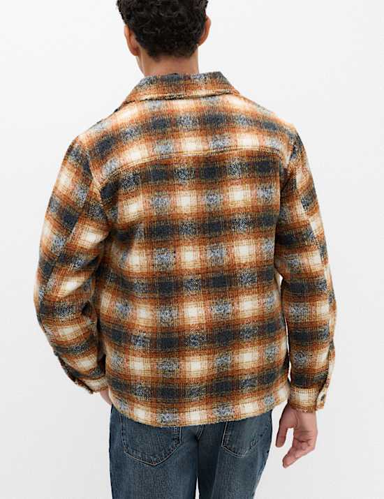 Brushed Checked Zip Overshirt
