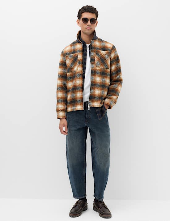 Brushed Checked Zip Overshirt