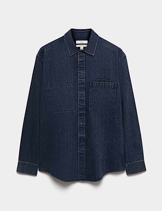 Regular Fit Pure Cotton Denim Stripe Shirt