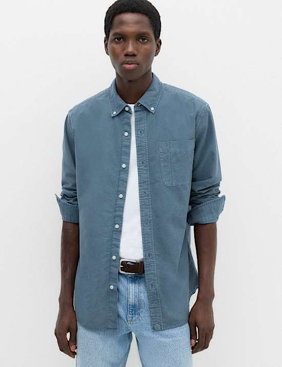 Pure Cotton Garment Dye Oxford Shirt