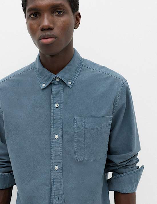 Pure Cotton Garment Dye Oxford Shirt