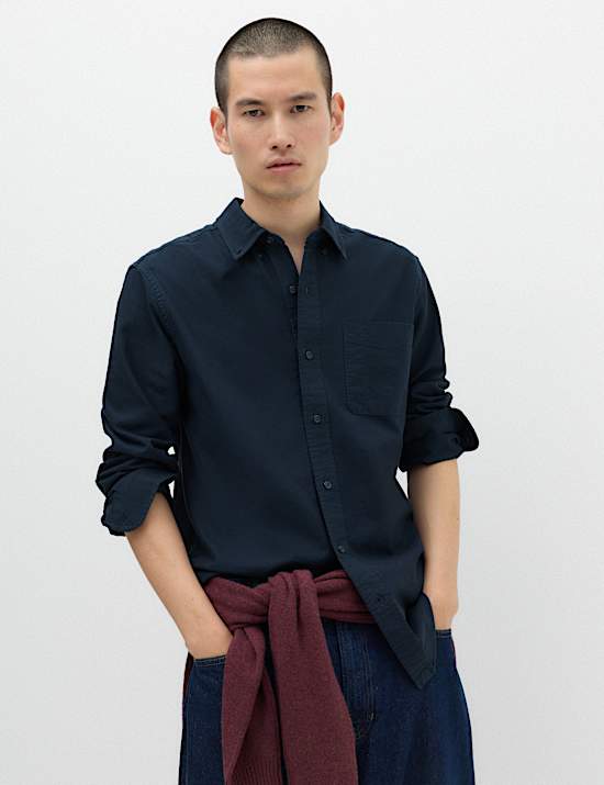 Pure Cotton Garment Dye Oxford Shirt