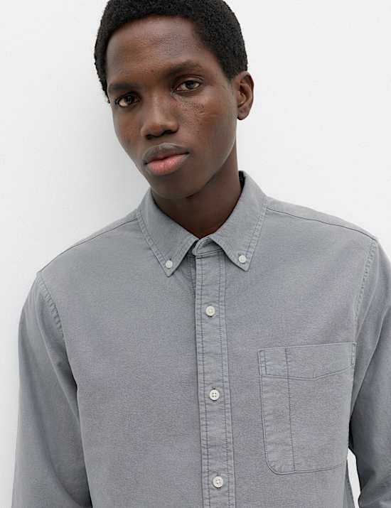 Pure Cotton Garment Dye Oxford Shirt