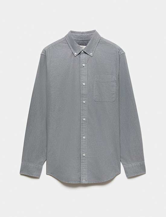 Chemise Oxford 100 % coton teint en pi&egrave;ce
