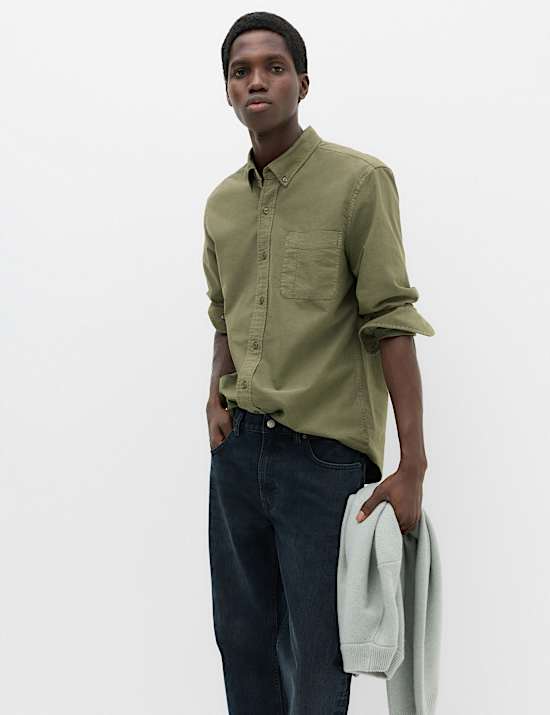 Pure Cotton Garment Dye Oxford Shirt