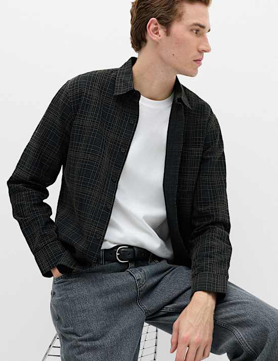 Pure Cotton Textured Check Shirt