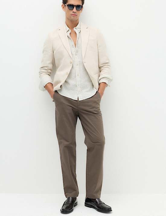 Cotton Linen Blend Striped Shirt