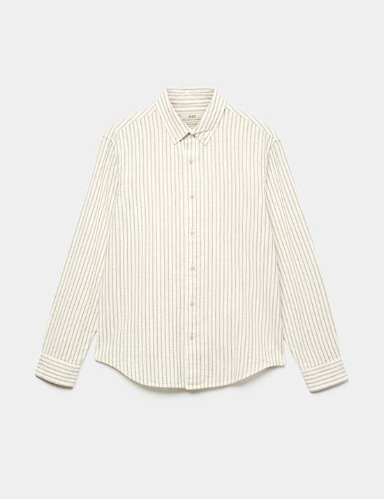 Cotton Linen Blend Striped Shirt