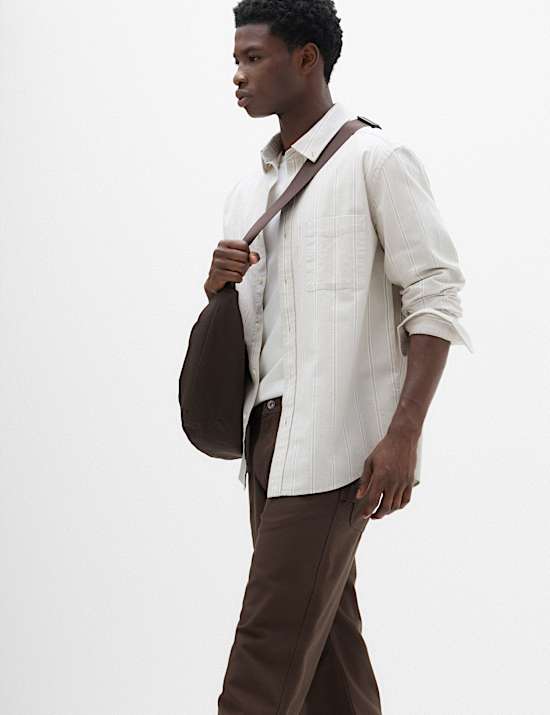 Relaxed Fit Cotton Rich Striped Oxford Shirt