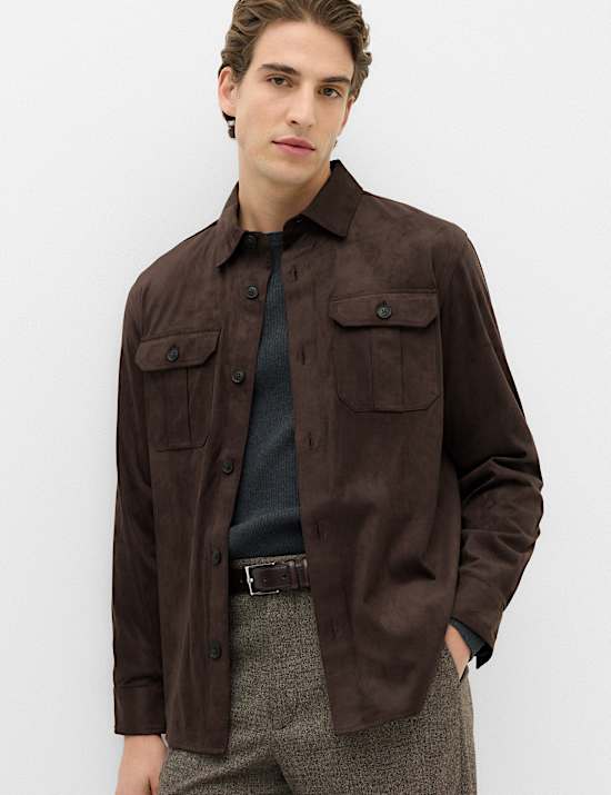 Regular Fit Faux Suede Overshirt