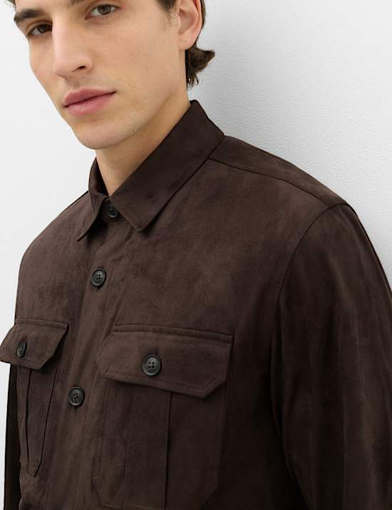 Regular Fit Faux Suede Overshirt