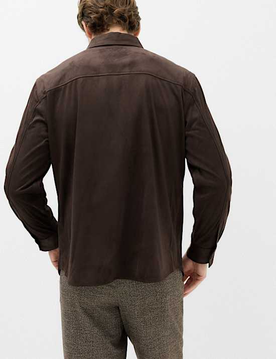 Regular Fit Faux Suede Overshirt