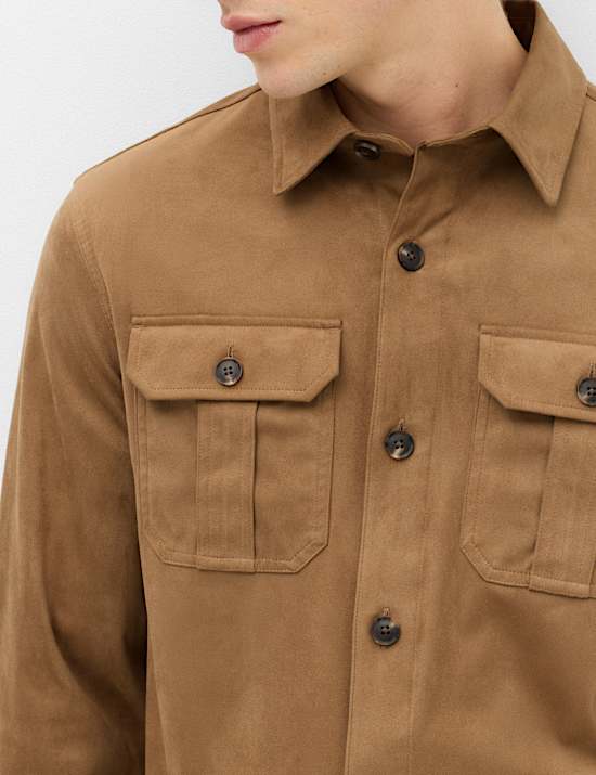 Regular Fit Faux Suede Overshirt