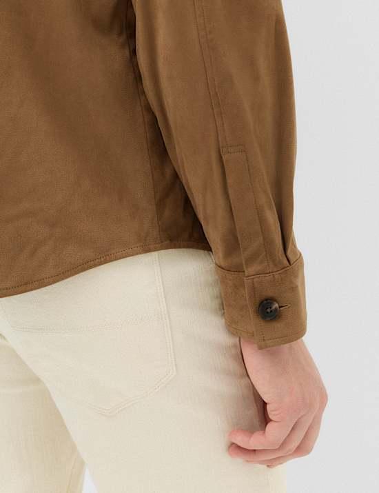 Regular Fit Faux Suede Overshirt