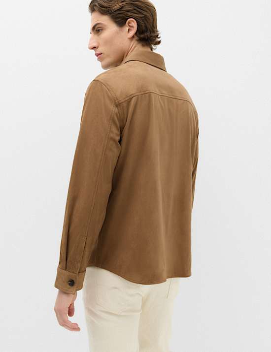 Regular Fit Faux Suede Overshirt