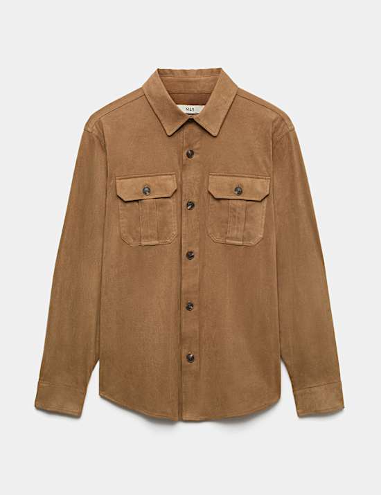 Regular Fit Faux Suede Overshirt