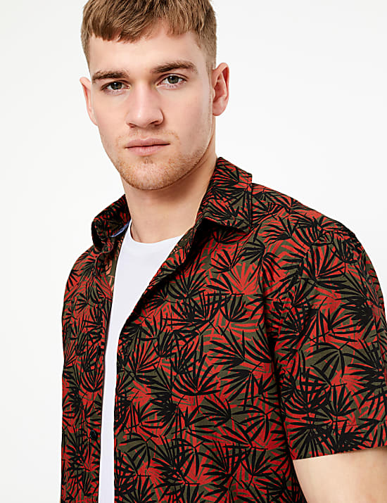 Pure Cotton Palm Print Shirt