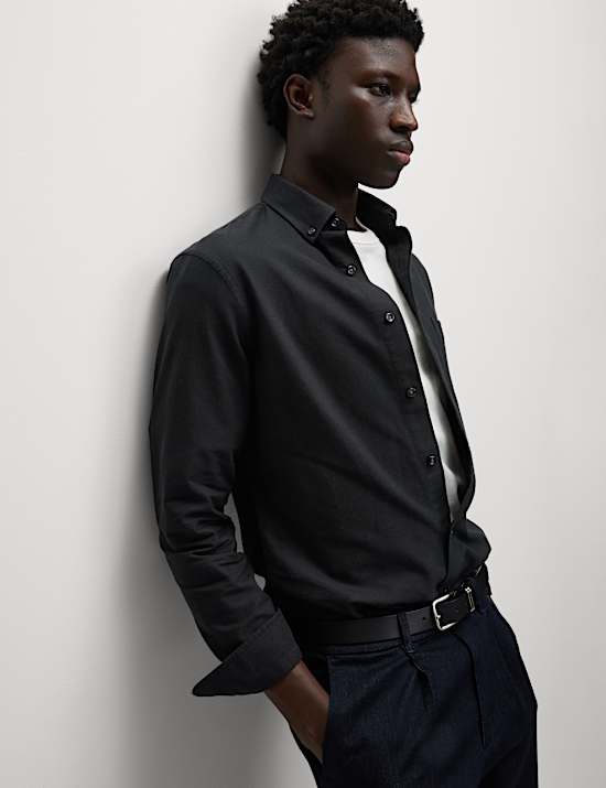 חולצת האוקספורד האולטימטיבית מכותנה טהורה בגזרה צרה