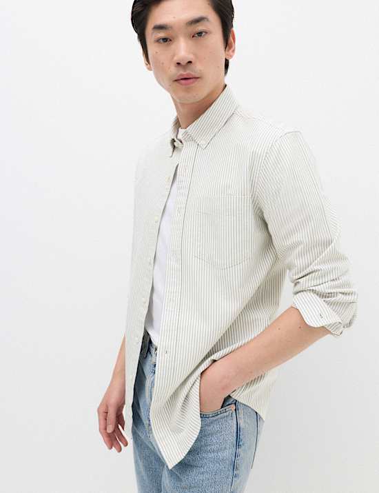 Regular Fit Pure Cotton Striped Shirt