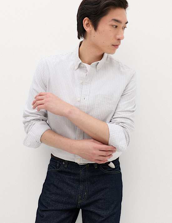Regular Fit Pure Cotton Striped Shirt