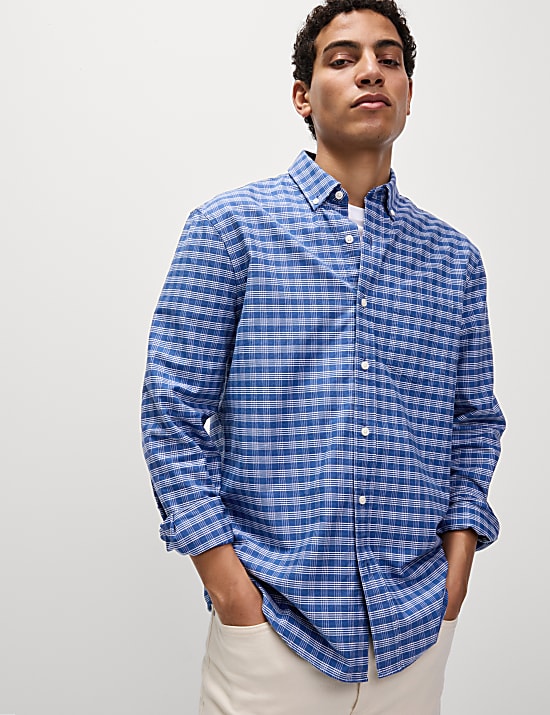 Chemise Oxford Ultimate à carreaux 100 % coton
