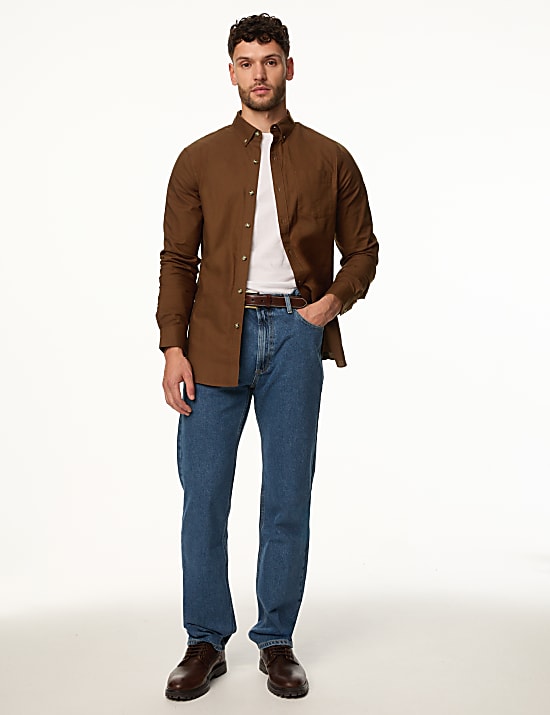 Kemeja Oxford Katun Murni Mudah Disetrika