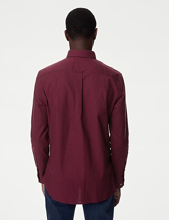 Kemeja Oxford Katun Murni Mudah Disetrika