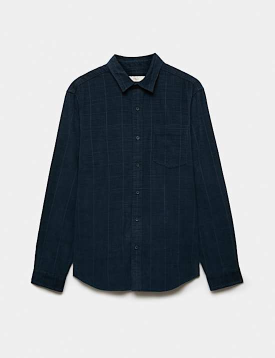 Regular Fit Checked Corduroy Shirt