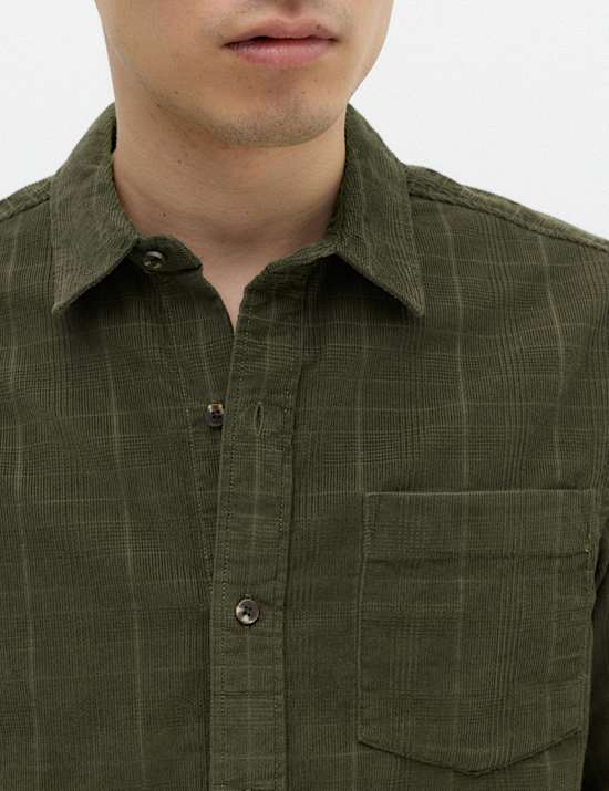 Regular Fit Checked Corduroy Shirt