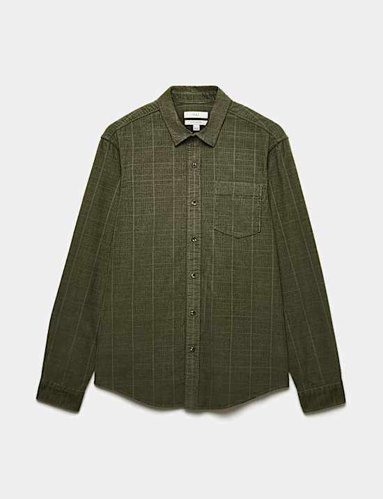 Regular Fit Checked Corduroy Shirt