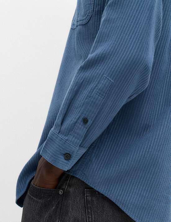 Regular Fit Striped Corduroy Shirt