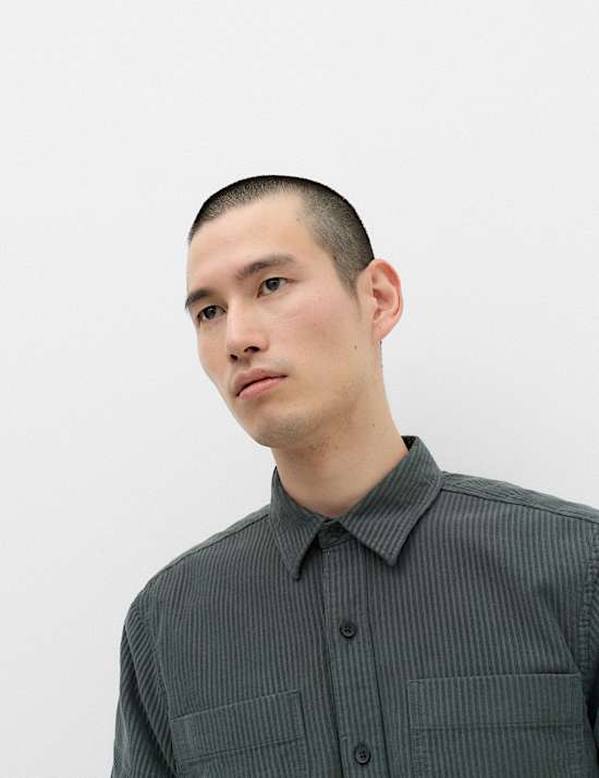 Regular Fit Striped Corduroy Shirt