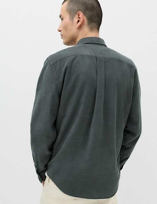 Regular Fit Striped Corduroy Shirt