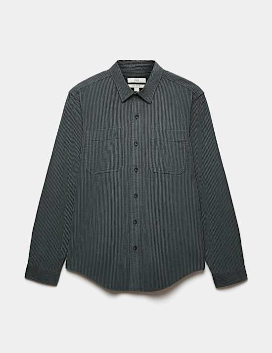 Regular Fit Striped Corduroy Shirt
