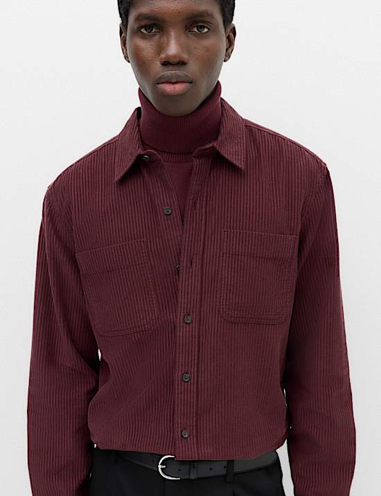 Regular Fit Striped Corduroy Shirt