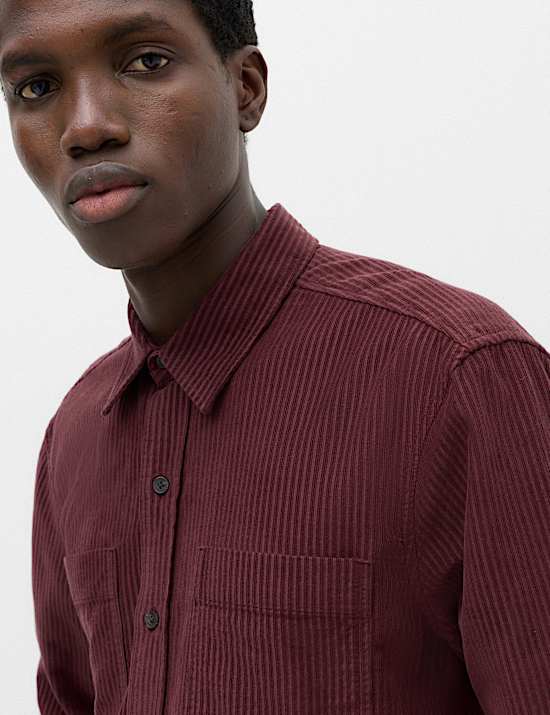 Regular Fit Striped Corduroy Shirt