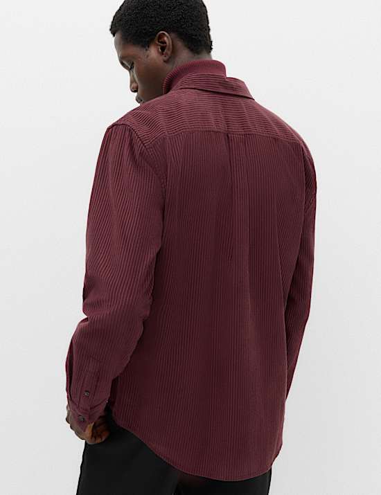 Regular Fit Striped Corduroy Shirt