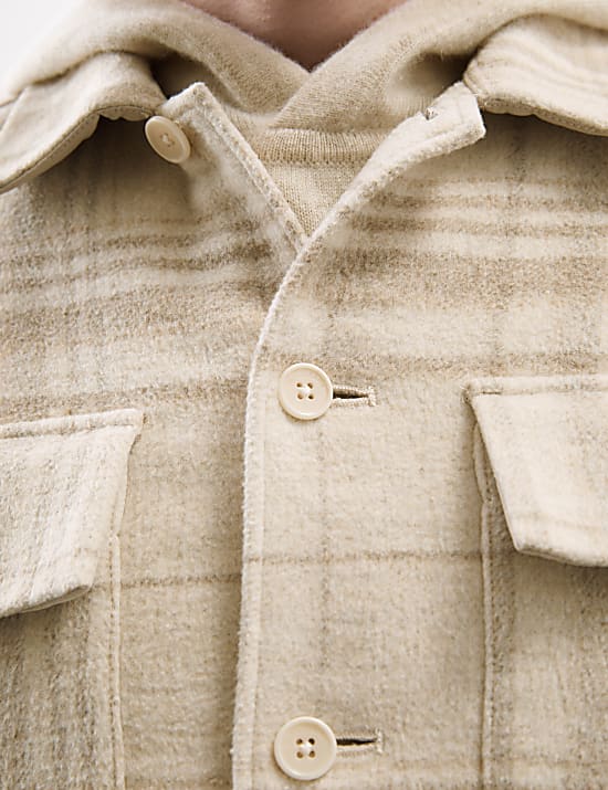 Checked Double Faced Overshirt With Wool