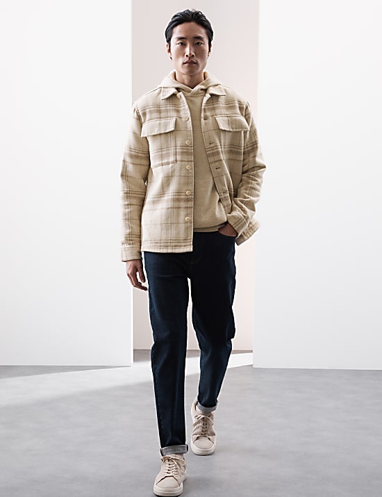 Checked Double Faced Overshirt With Wool