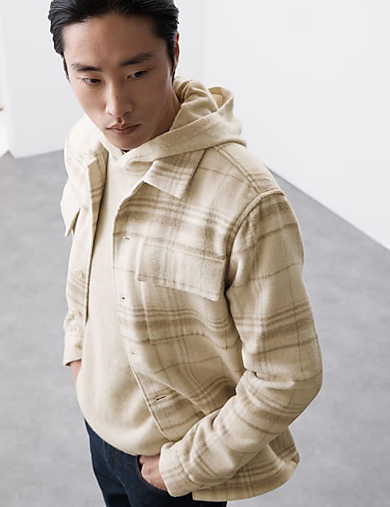 Checked Double Faced Overshirt With Wool