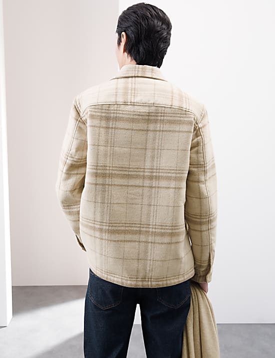 Checked Double Faced Overshirt With Wool