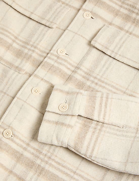 Checked Double Faced Overshirt With Wool