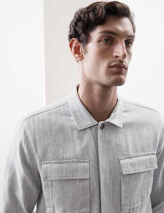 Πουκάμισο-πανωφόρι από σύμμεικτο βαμβάκι και λινό